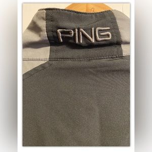 Ping Men's 1/4 Zip Pullover Black Gray Windbreaker Jacket Long Sleeve Size Med